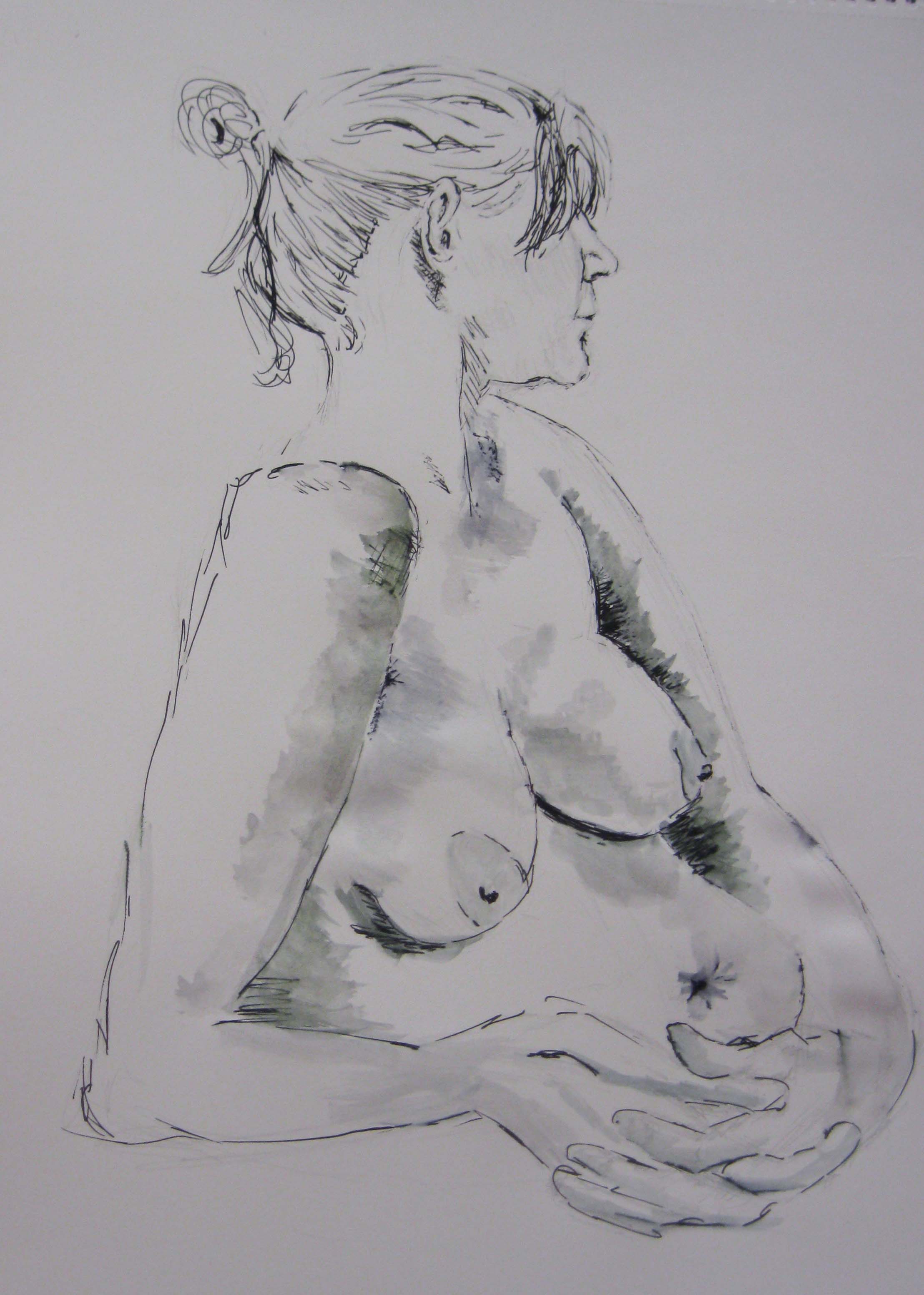 life drawing class, beginners, mereyside, southport. painting of nude model done in the life class at lydiate, merseyside